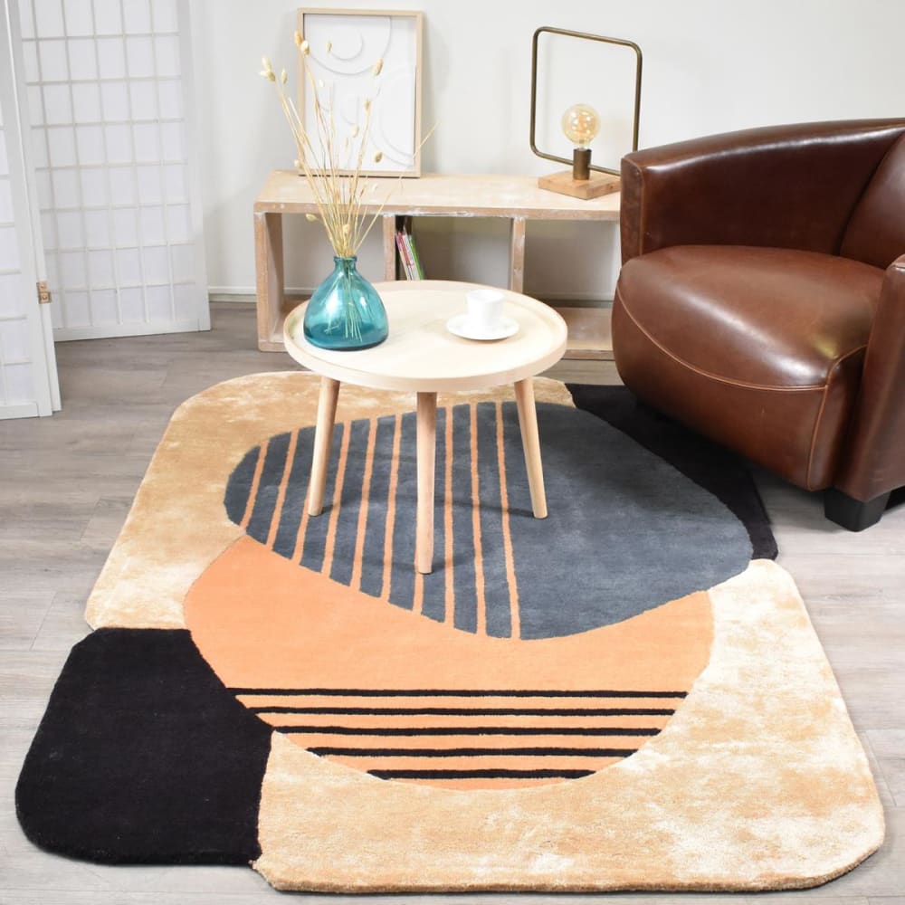Tapis salon ou chambre tufté main en laine et viscose, beige 200x290 - Maisons du Monde