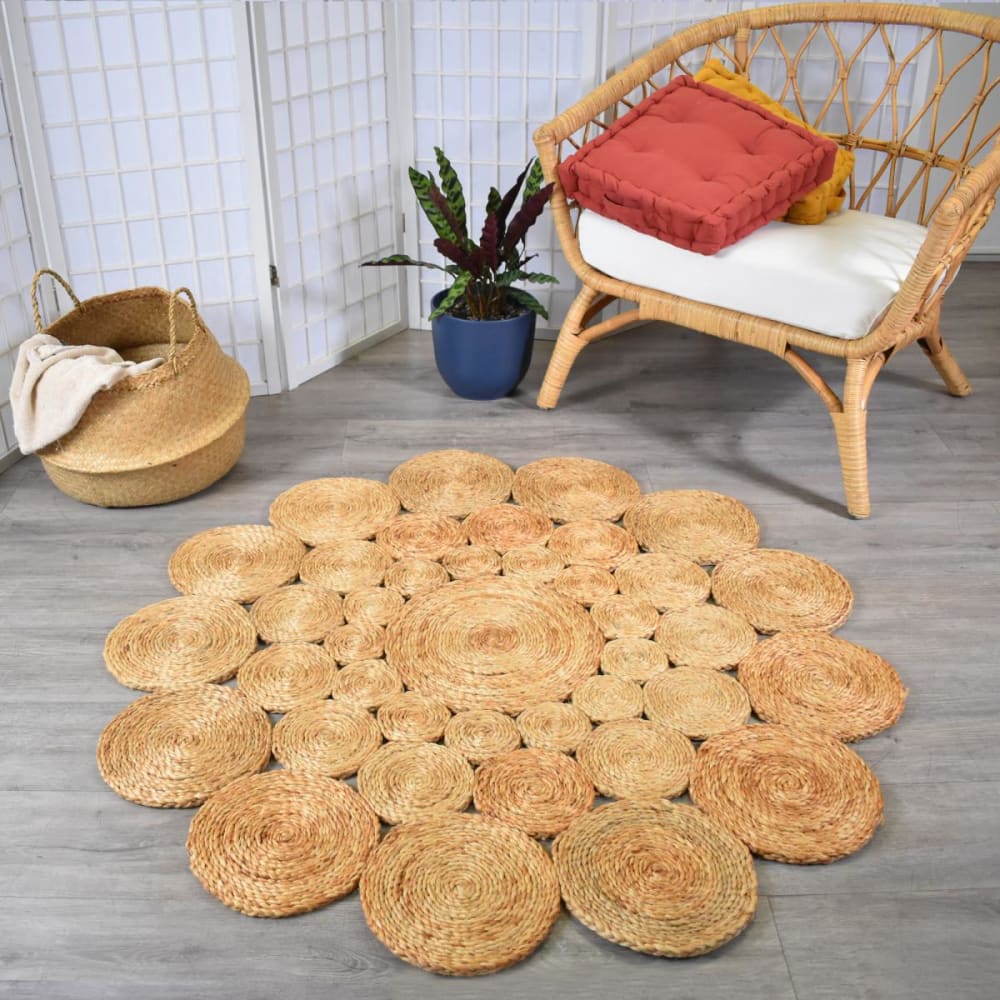 Tapis rond en jute tissé main idéal tapis de chambre, beige ø120cm - Maisons du Monde