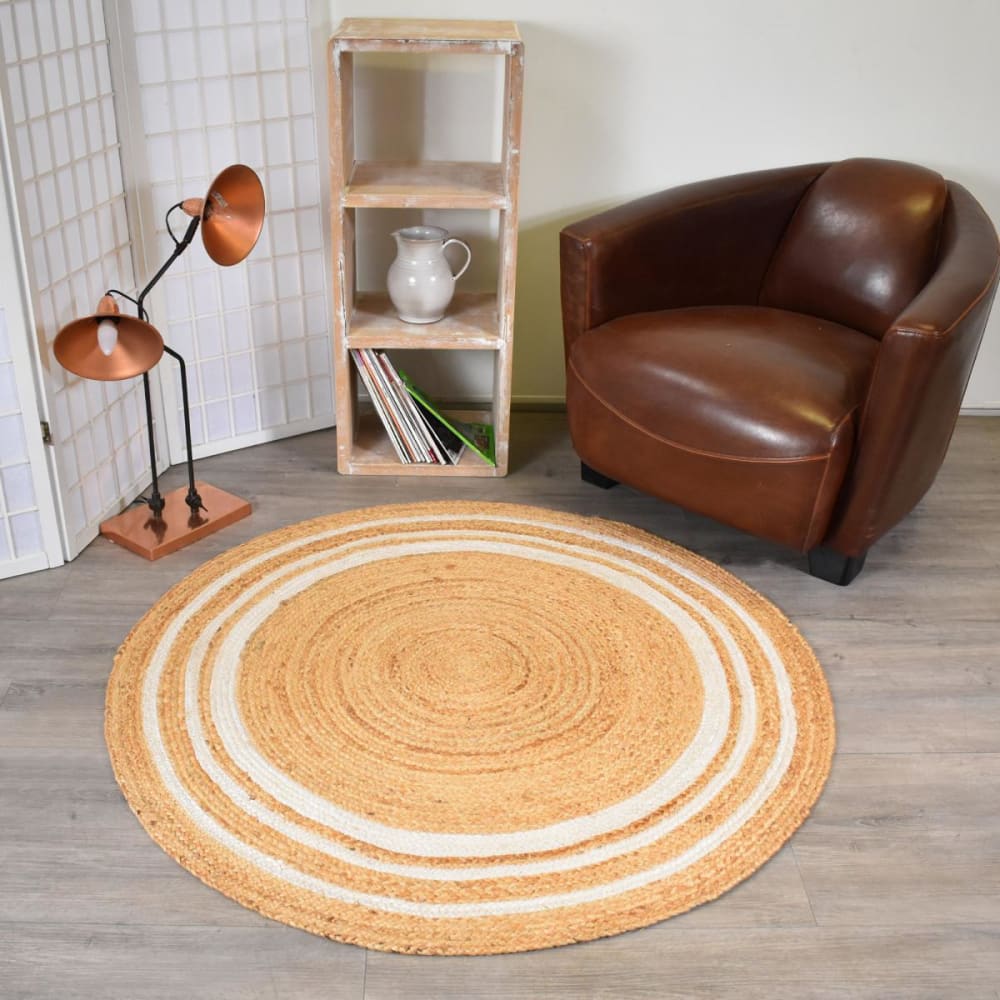 Tapis rond tissé main en jute idéal pour une entrée, beige ø80cm - Maisons du Monde
