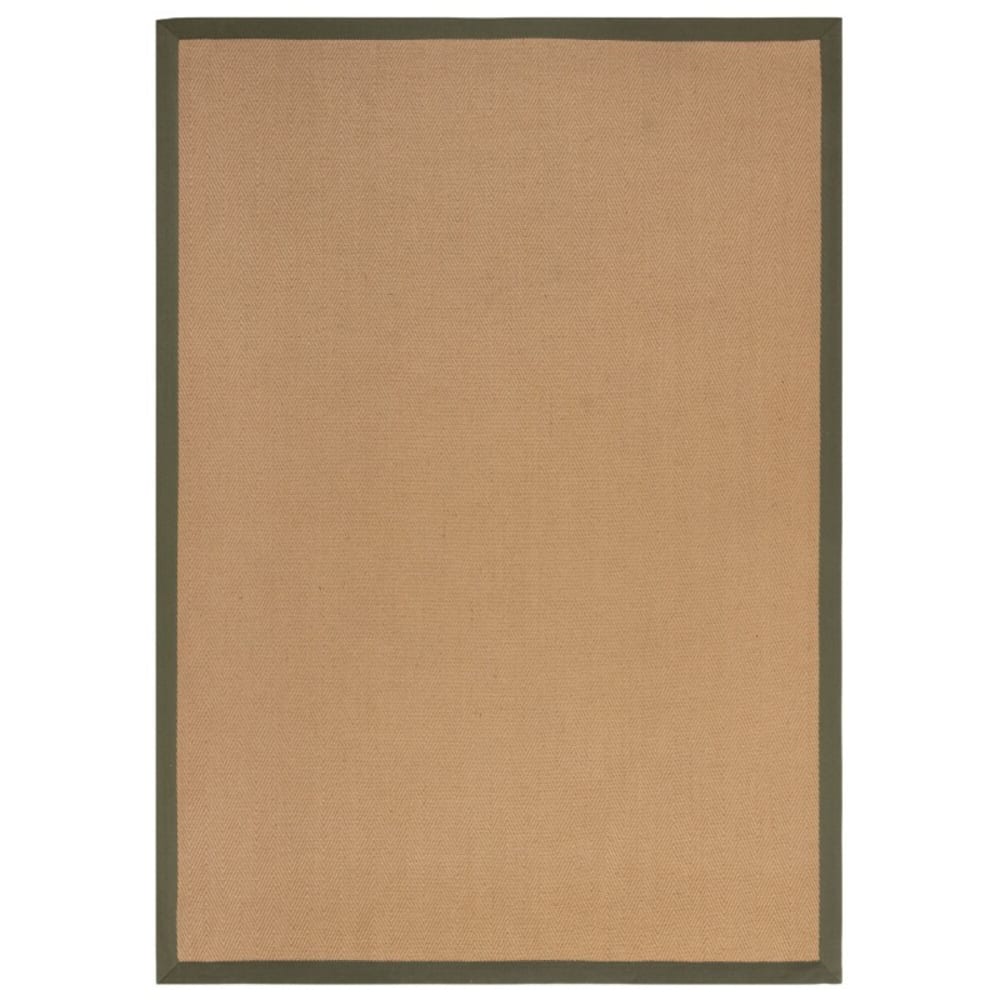 Tapis en jute beige avec bords verts kaki