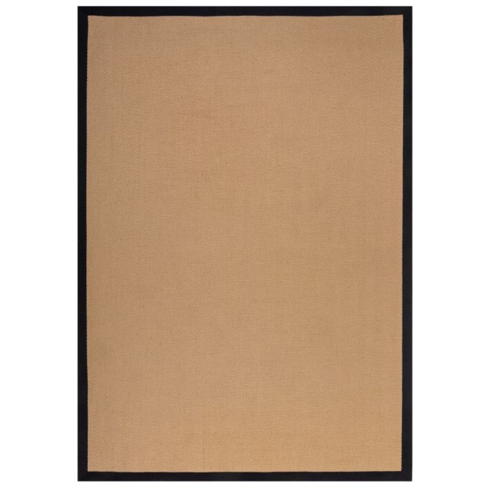 Tapis en jute beige avec bords noirs