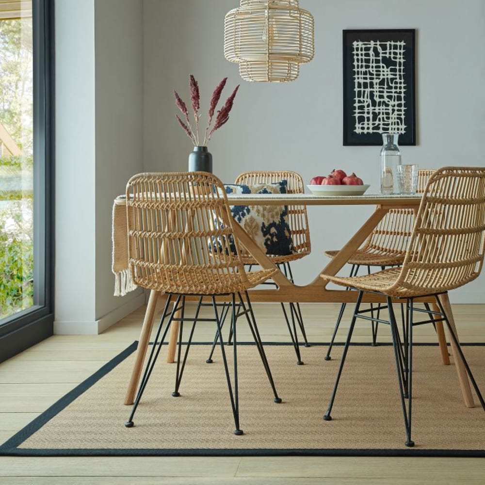 Tapis en jute beige avec bords noirs — vue 3