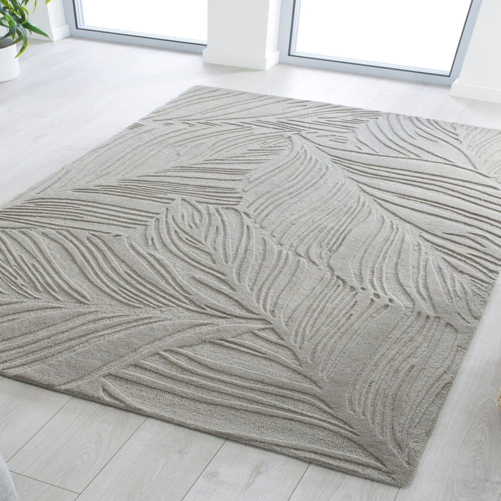 Tapis en laine motif floral grise 200x290cm — vue 3