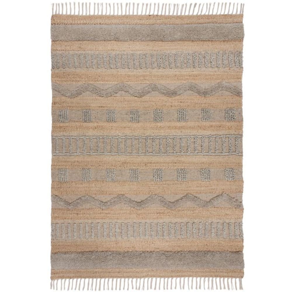 Flair Rugs Tapis en jute à reliefs gris et beige