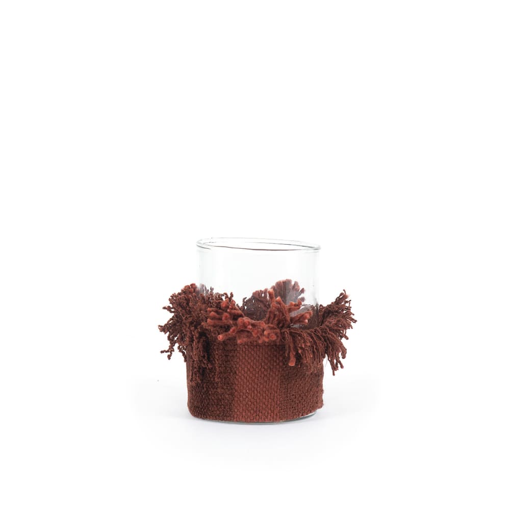 Bougeoir velours bordeaux 8x8x11cm