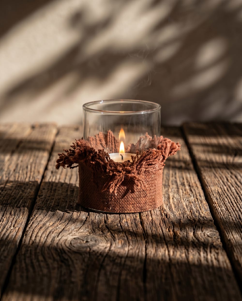 Bazar Bizar Kerzenhalter aus samt in burgunderrot, 8x8x11cm style seaside Braun