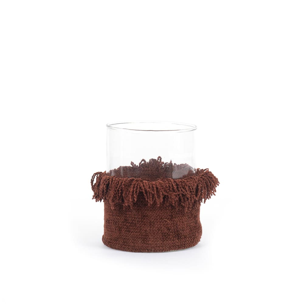 Bougeoir velours bordeaux 10x10x13cm