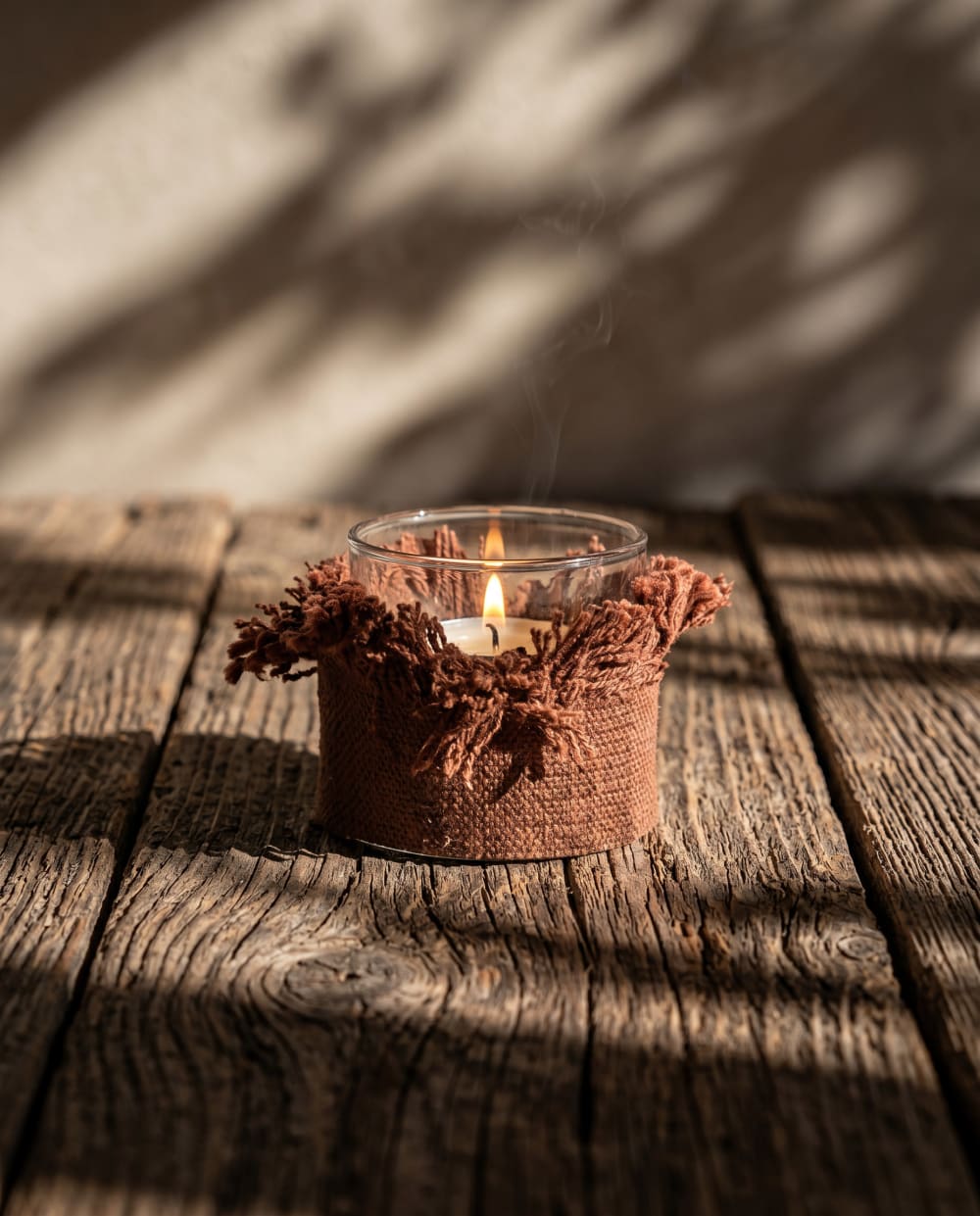 Bougeoir velours bordeaux 8x8x8cm