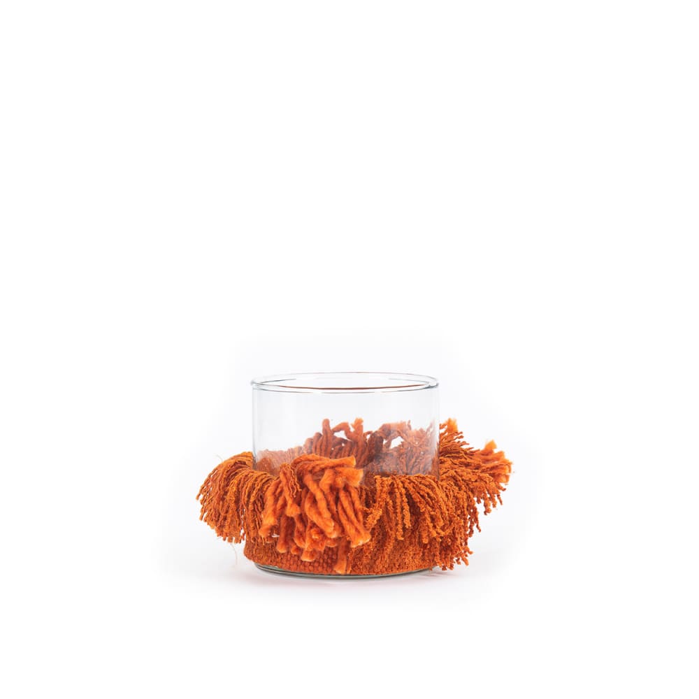 Bazar Bizar Kerzenhalter aus samt in rostrot, 8x8x8cm style seaside orange