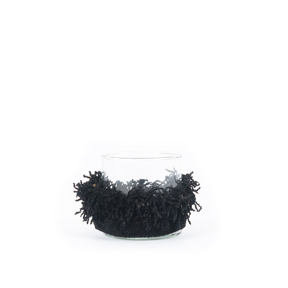 Bazar Bizar Kerzenhalter aus samt in schwarz, 8x8x8cm style seaside - -