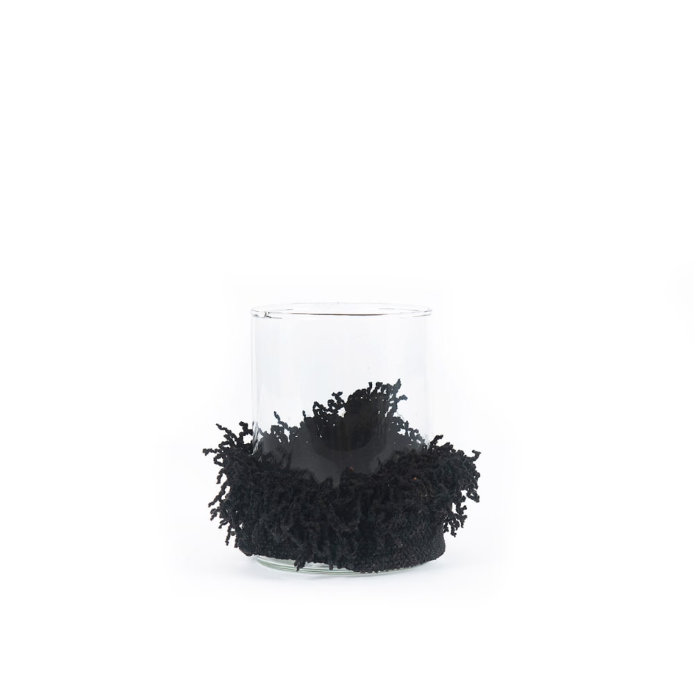 Bazar Bizar Kerzenhalter aus samt in schwarz, 8x8x11cm style seaside - -