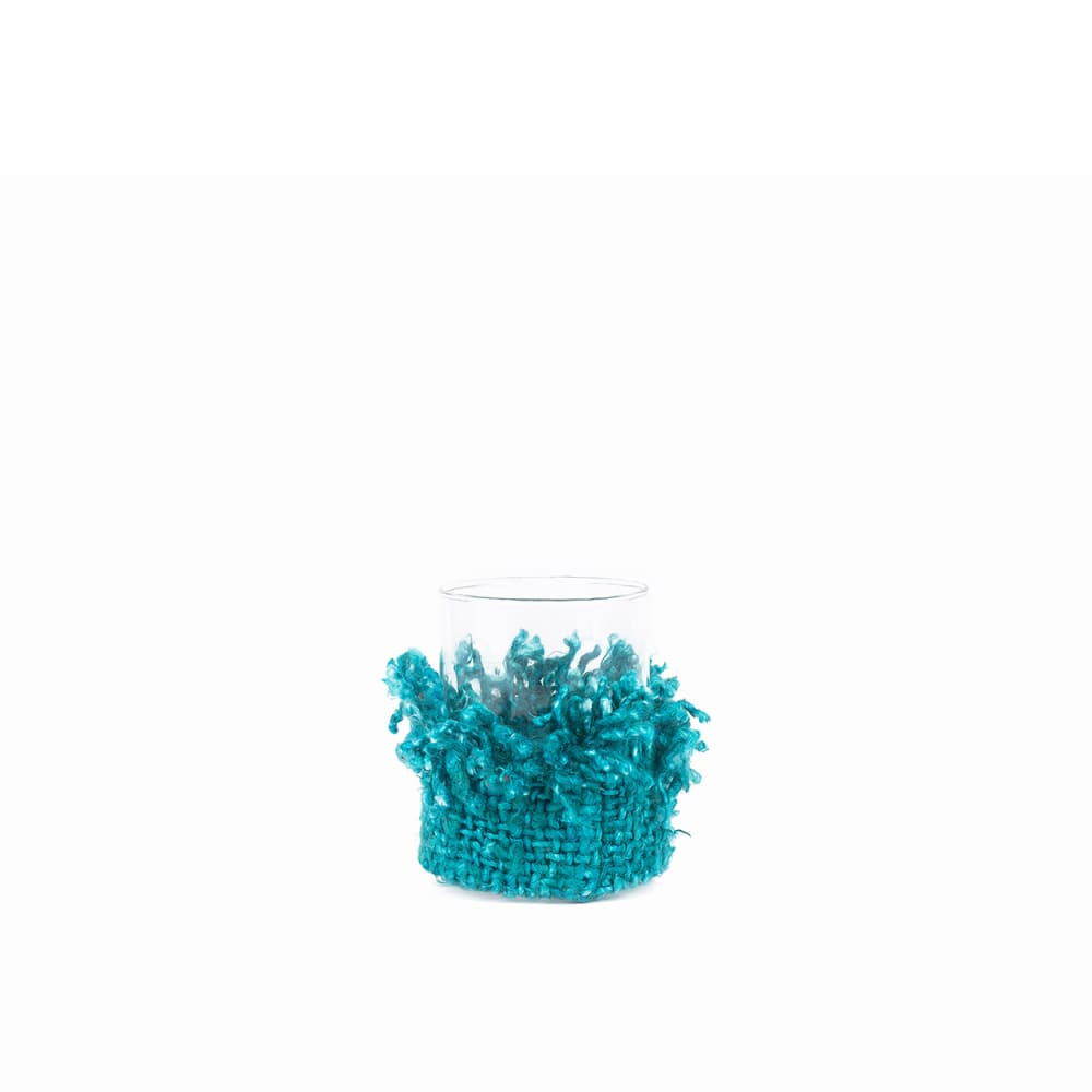 Bazar Bizar Kerzenhalter aus baumwolle in aqua, 8x8x11cm style seaside Blau