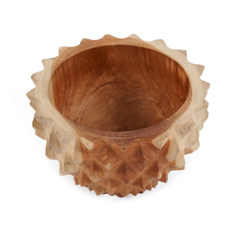 Bol en bois de teck de couleur marron 15 x 15 x 8 cm