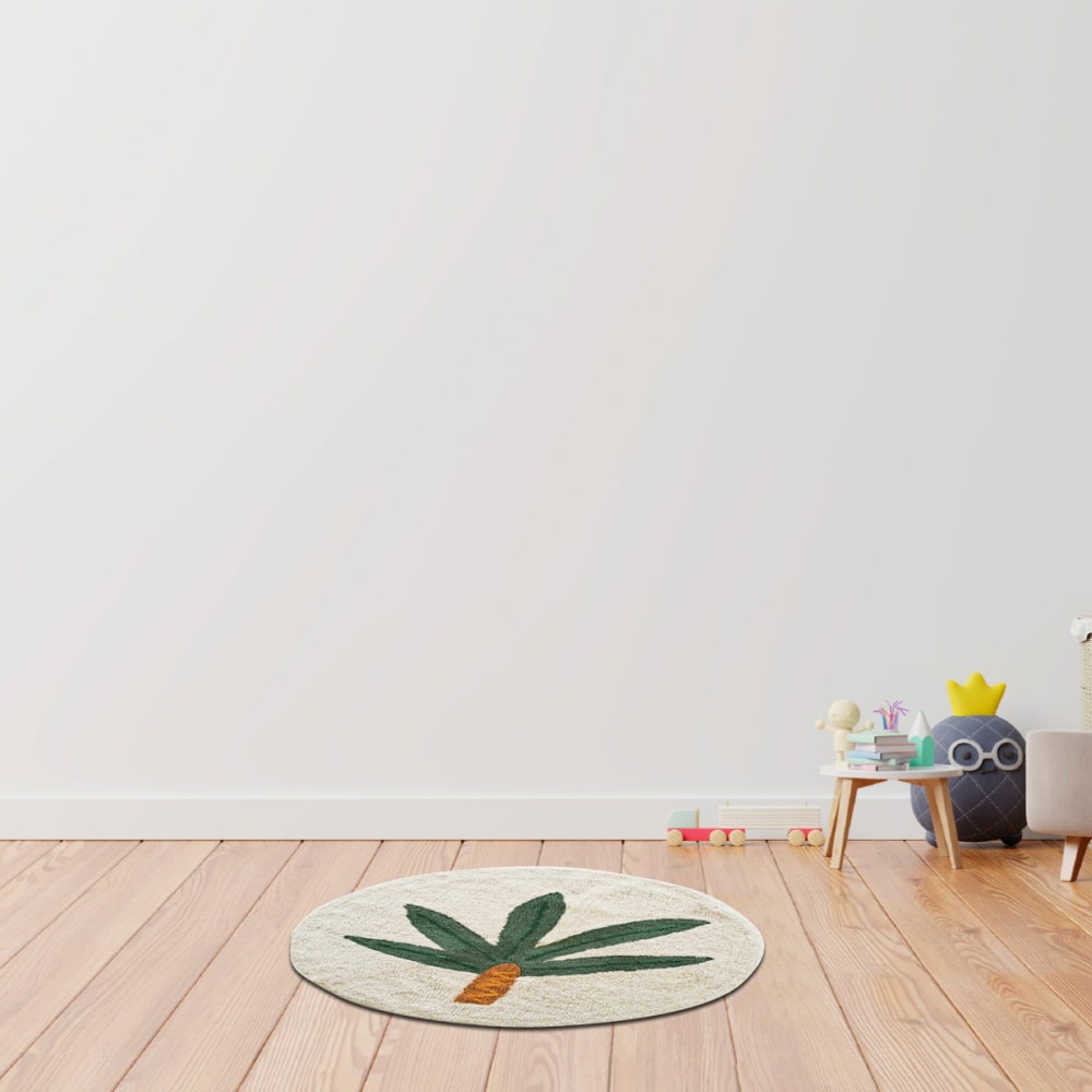 Tapis enfant rond palmier coton 80x80cm - Maisons du Monde