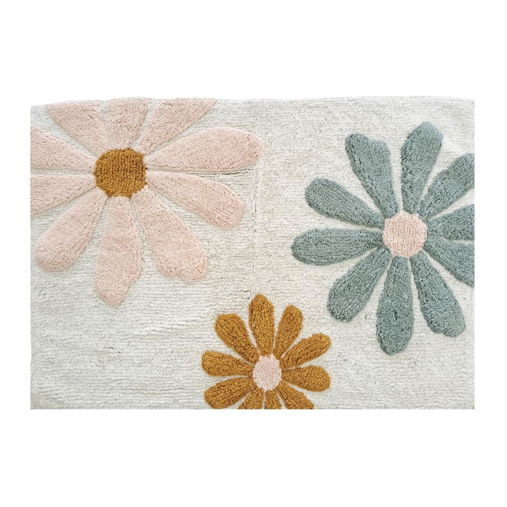 Tapis enfant à fleurs coton tufté 60x90cm