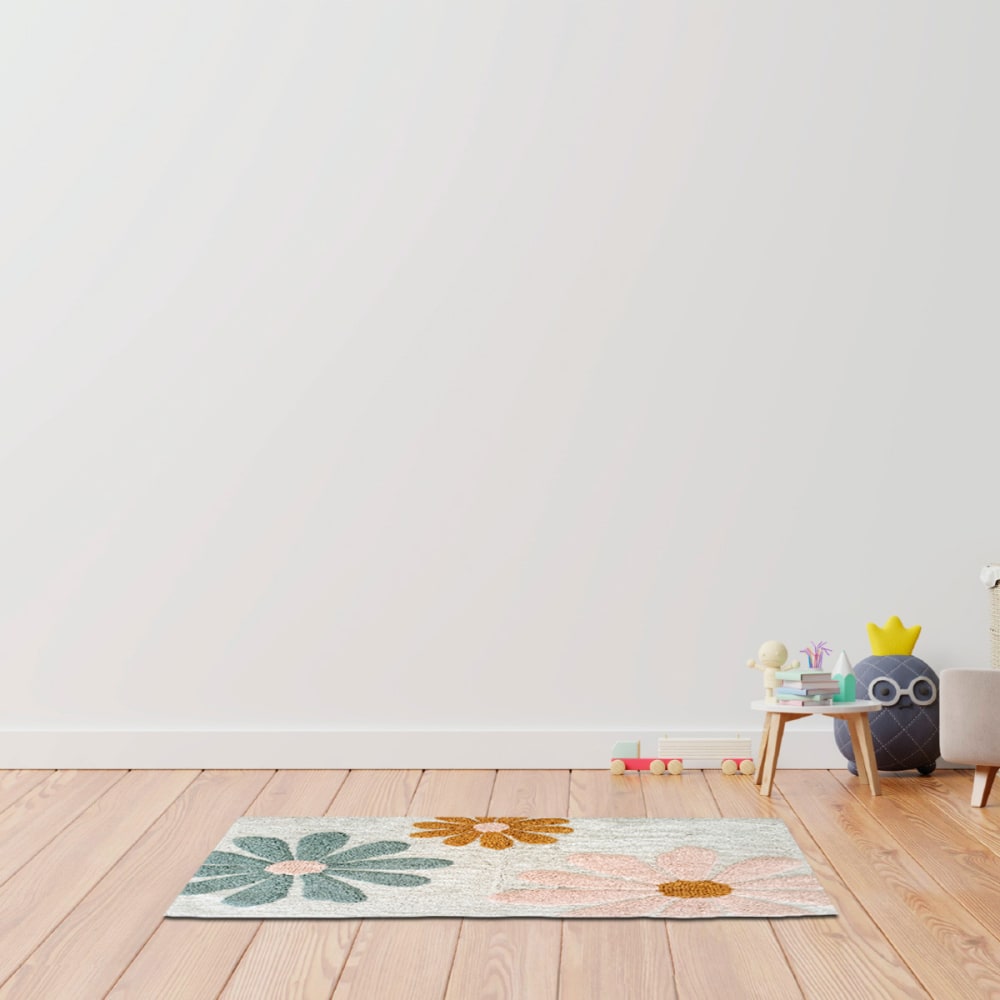 Tapis enfant à fleurs coton tufté 60x90cm - Maisons du Monde