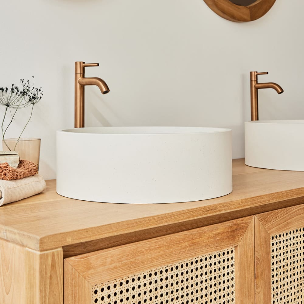 Vasque tambour en béton beige