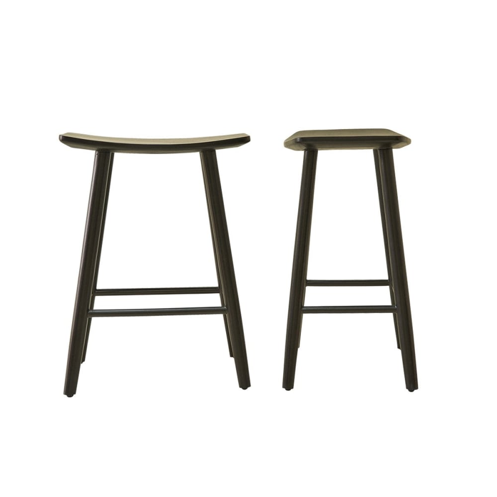 Lot de 2 tabourets en teck massif noirs 65 cm - Maisons du Monde