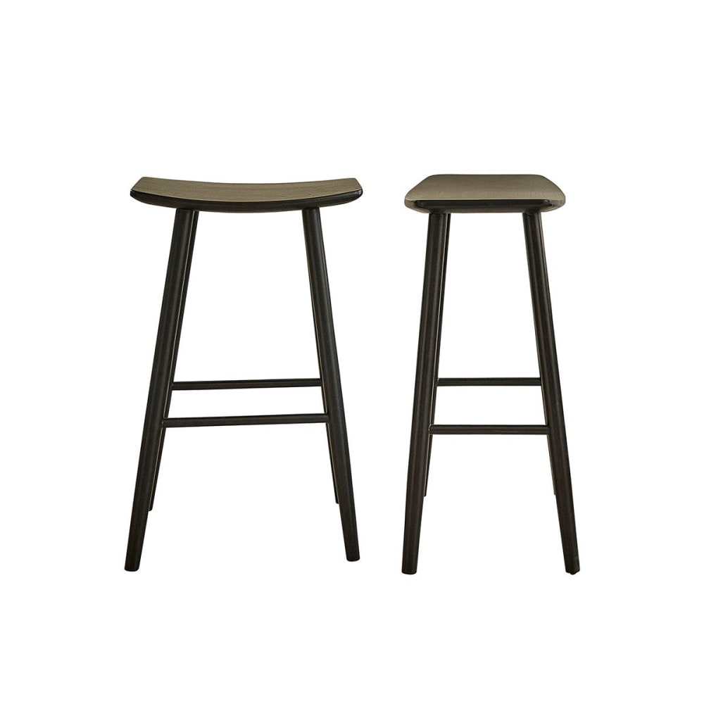 Lot de 2 tabourets en teck massif noir 75 cm - Maisons du Monde