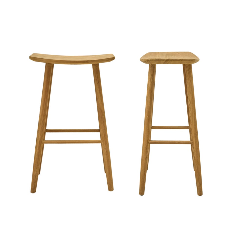 Lot de 2 tabourets en teck massif 75 cm - Maisons du Monde