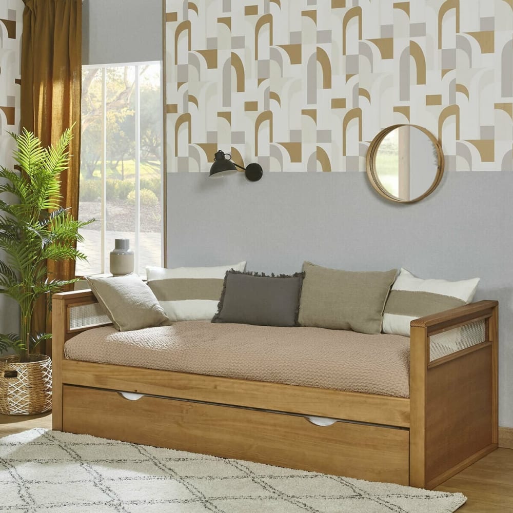 Lit banquette gigogne bois massif 90x200 cm - Maisons du Monde