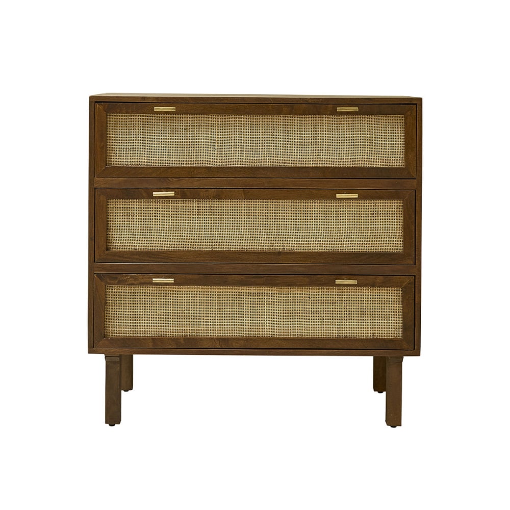 Commode en manguier massif et cannage finition noyer 90 cm - Maisons du Monde