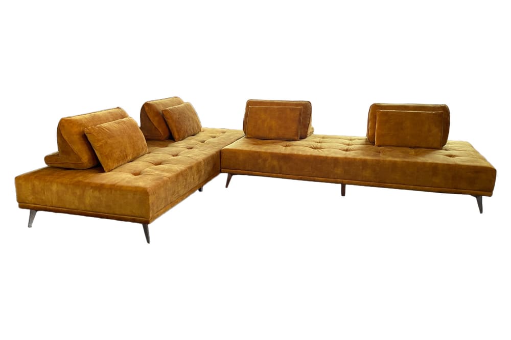 KAWOLA Modulsofa aus Samt, gold style modern - Pes - Polyester
