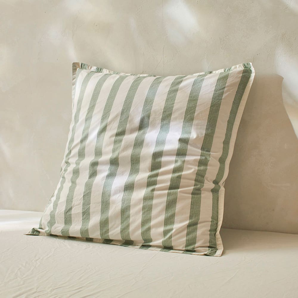 2 Taies d'oreiller en percale de coton organic 50x50+2,5 cm vert clair - Maisons du Monde
