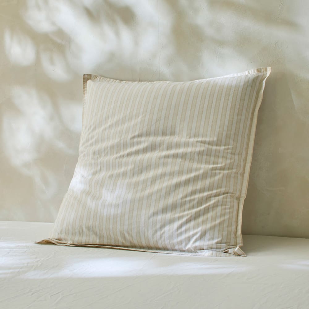 2 Taies d'oreiller en percale de coton organic 50x50+2,5 cm sable - Maisons du Monde