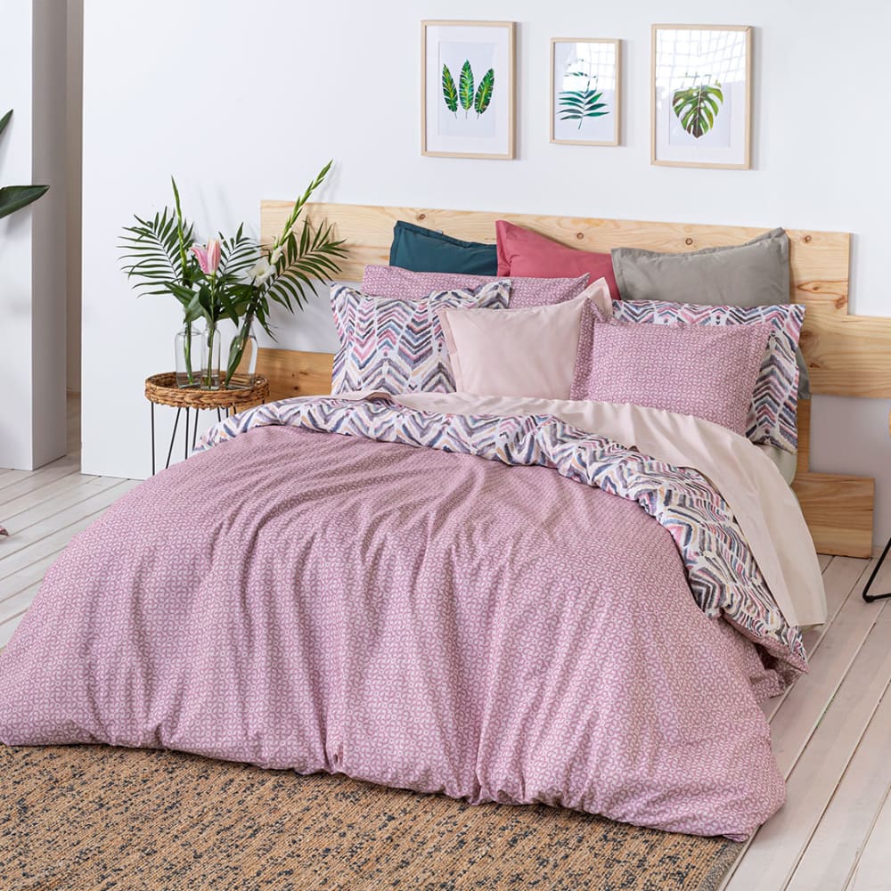 Housse de couette réversible en coton 200x200 cm mauve - Maisons du Monde