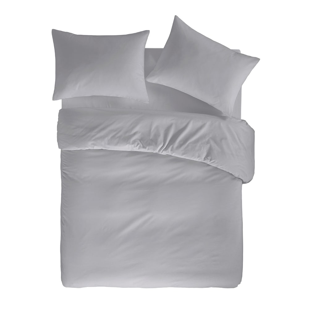 Housse de couette en percale de coton 240x220 cm gris - Maisons du Monde