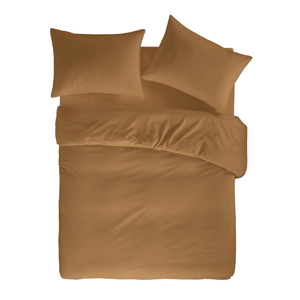 Housse de couette en percale de coton 140x200 cm marron - Maisons du Monde