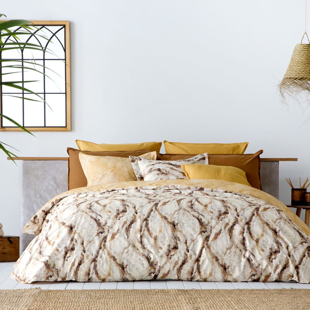 Housse de couette réversible de coton 155x220 cm beige Housse de couette réversible de coton 155x220 cm beige