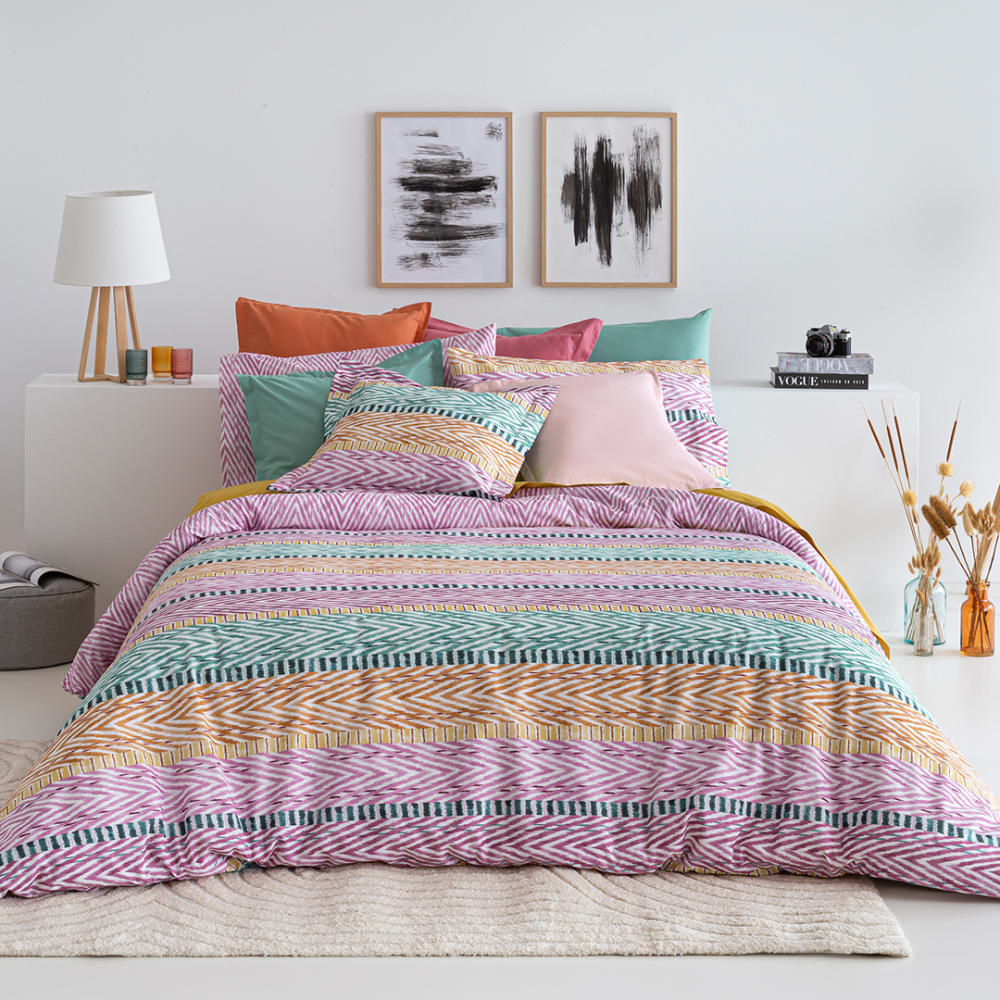 Housse de couette réversible en coton  140x200 cm multicolore