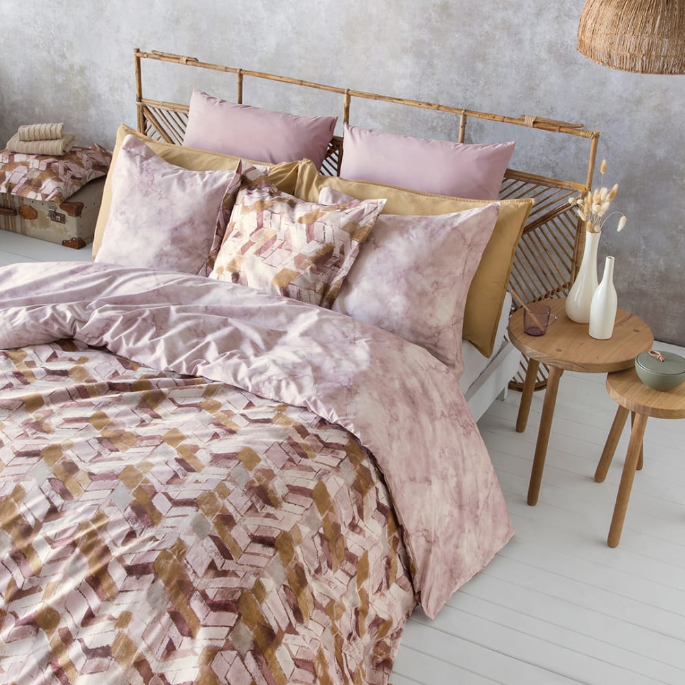 Housse de couette réversible de coton 200x200 cm marron — vue 3