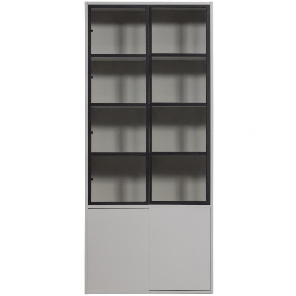 vtwonen Vitrinenschrank mit 4 Türen aus Kiefer, Grau style modern Grau Holz