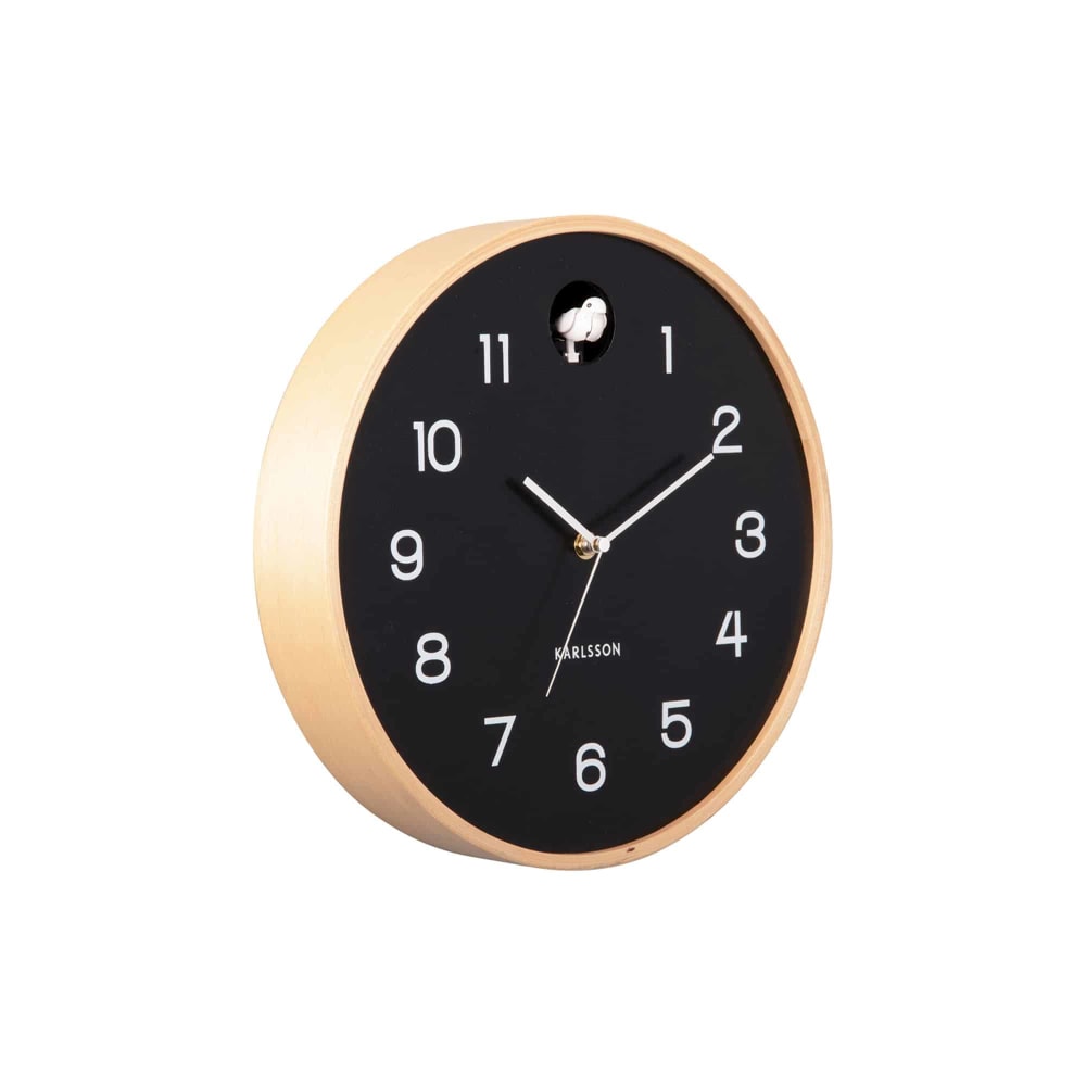 Horloge murale bois de bouleau noir Ø31,5cm