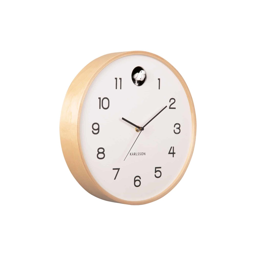 Horloge murale bois de bouleau blanc Ø31,5cm