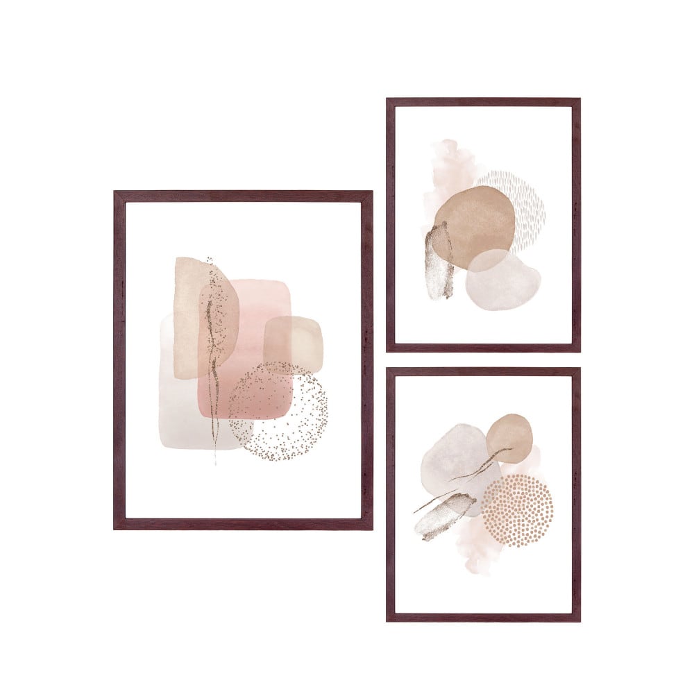 Lot de 3 cadres en bois - Bois foncé