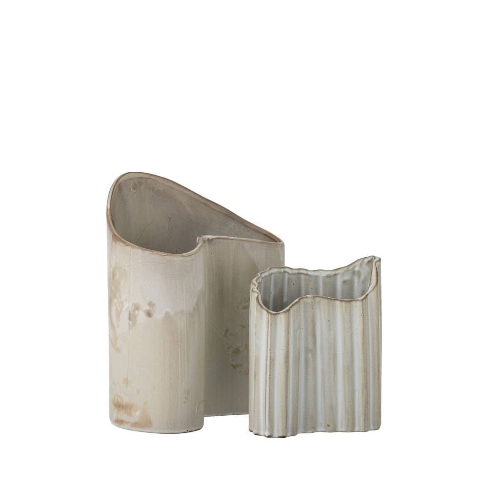 Lot de 2 vases en grès céramique à effet veilli - Naturel — Beyit