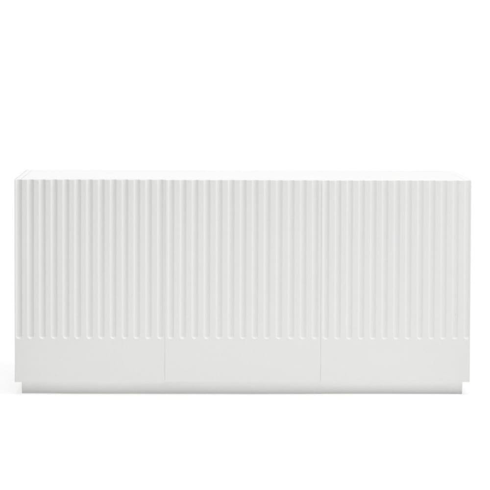 Buffet bas contemporain 3 portes en bois DORIC blanc 148x48x70cm