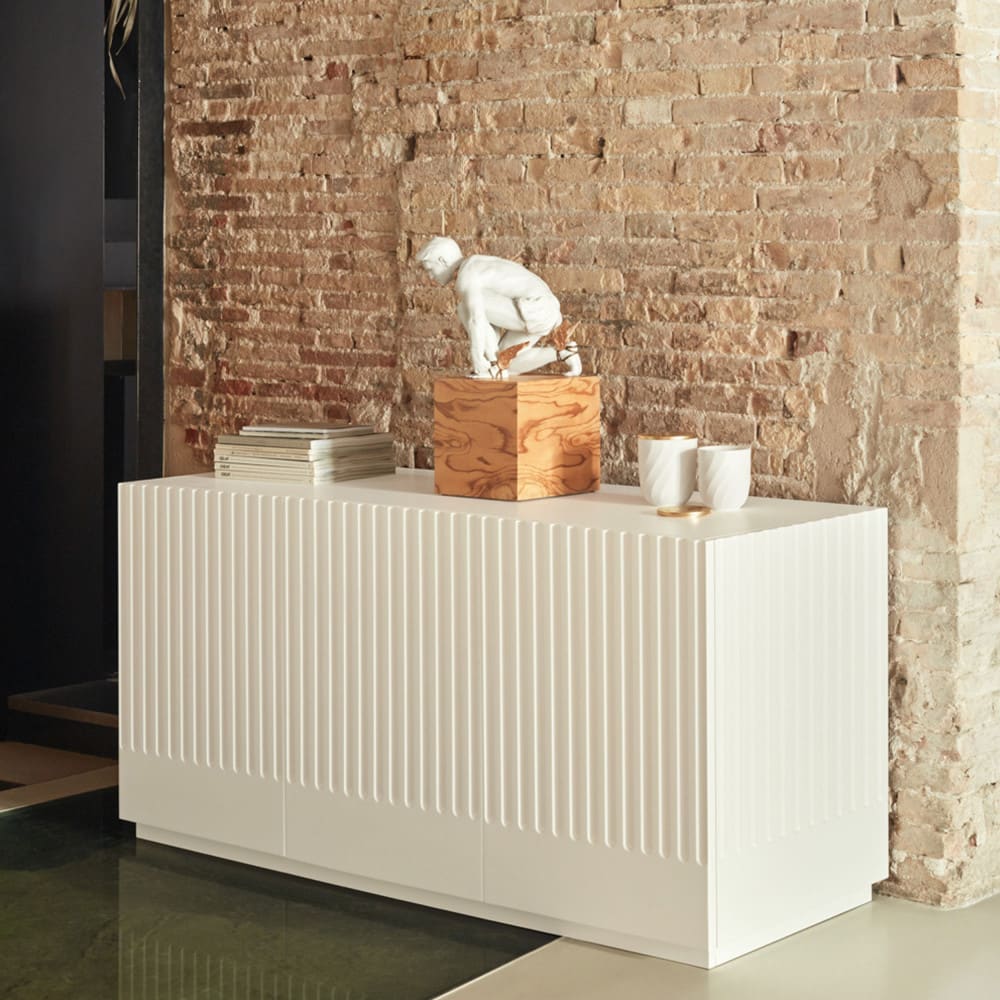 Buffet 3 portes en bois L150cm - Blanc - Maisons du Monde