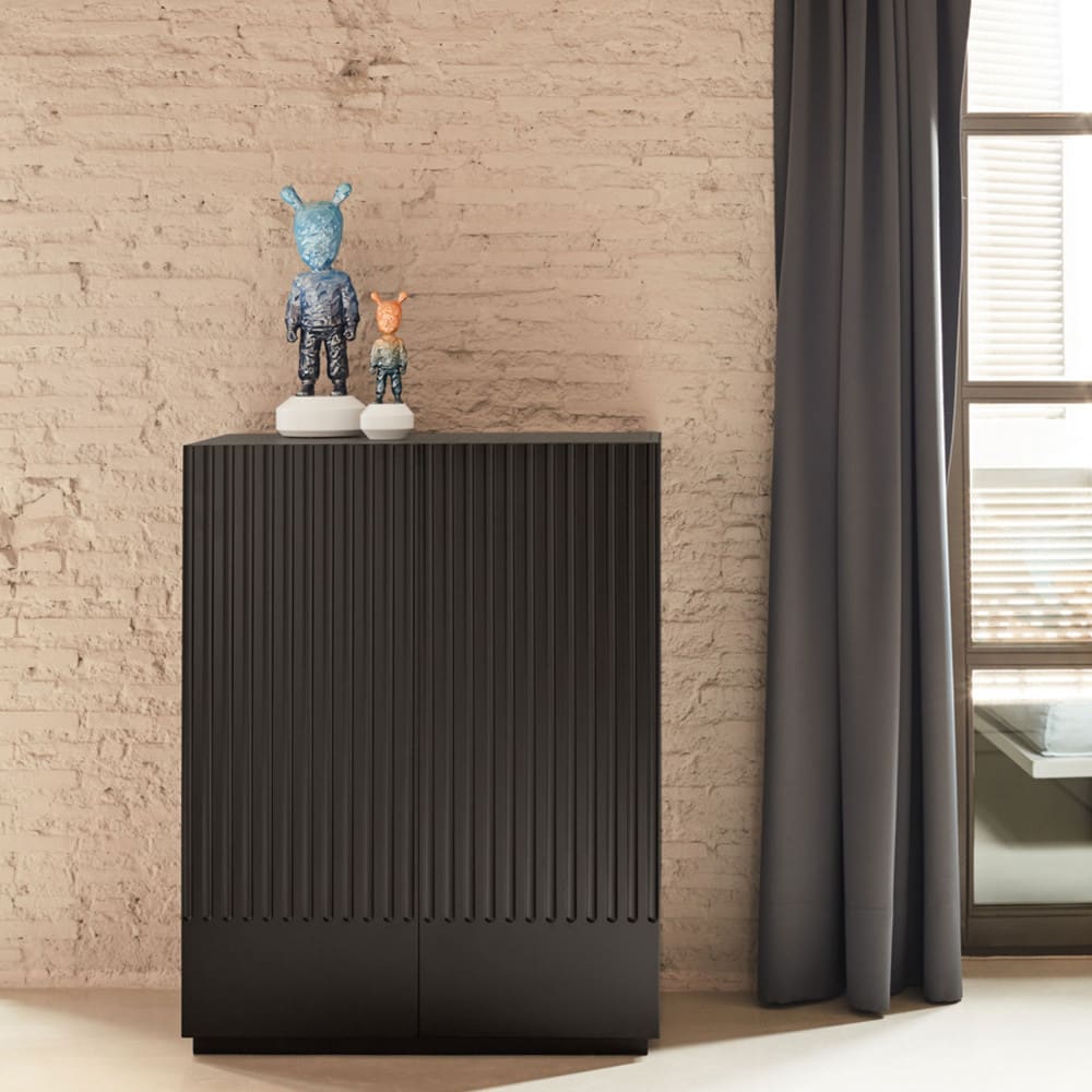 Buffet haut 2 portes en bois H120cm - Noir - Maisons du Monde