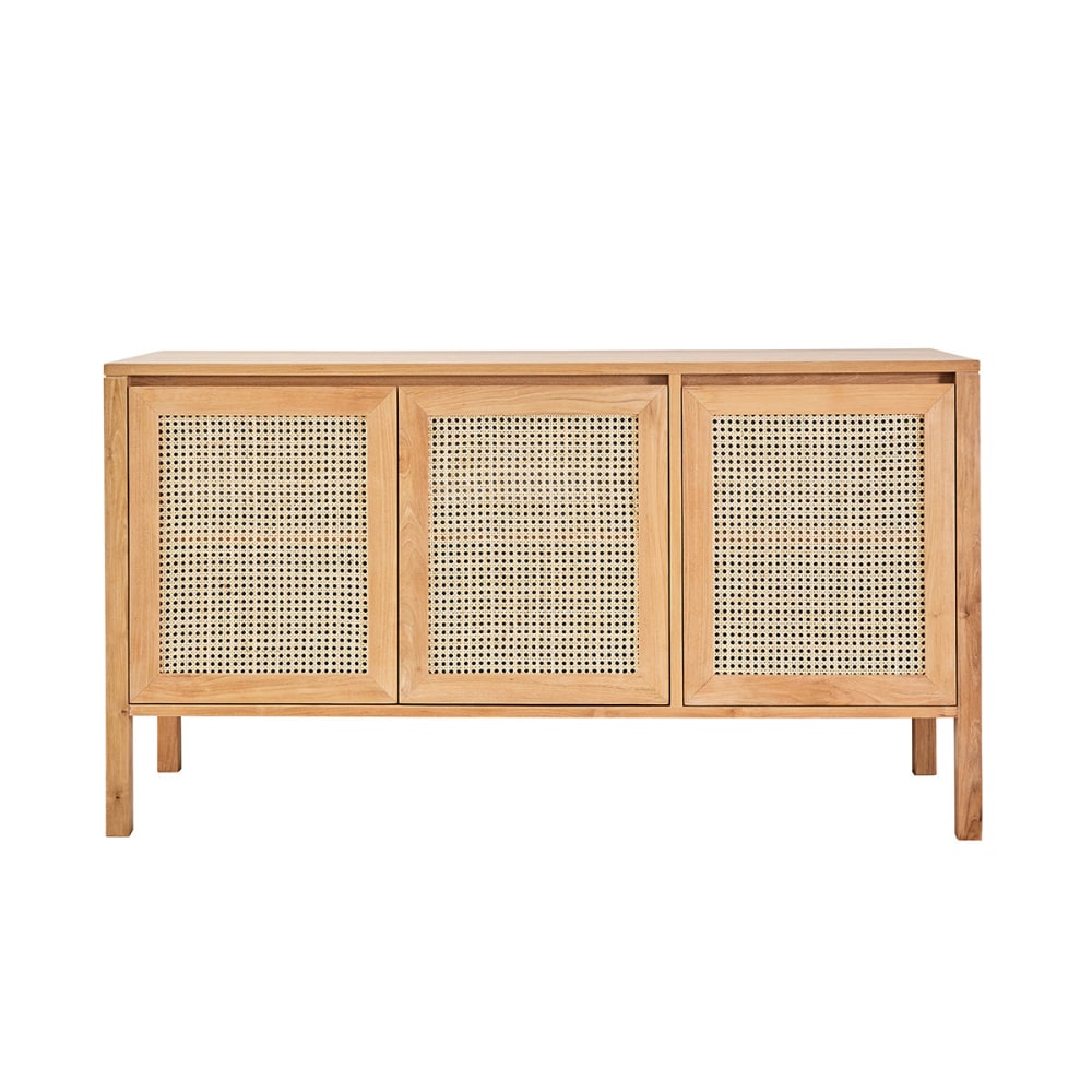 Meuble de salle de bain en teck massif et cannage 145 cm - Maisons du Monde