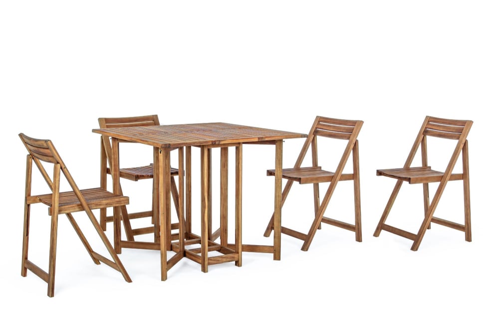 Ensemble de jardin table et 4 chaises en bois pliable