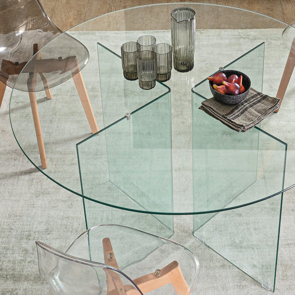 Table design ronde en verre transparent 6 places d130 - Maisons du Monde