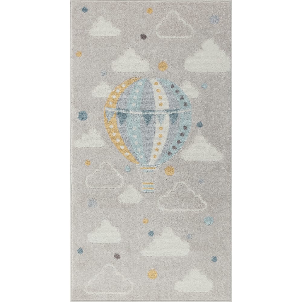 Tapis Enfant Montgolfière Nuages Multicolore/Gris 80x150