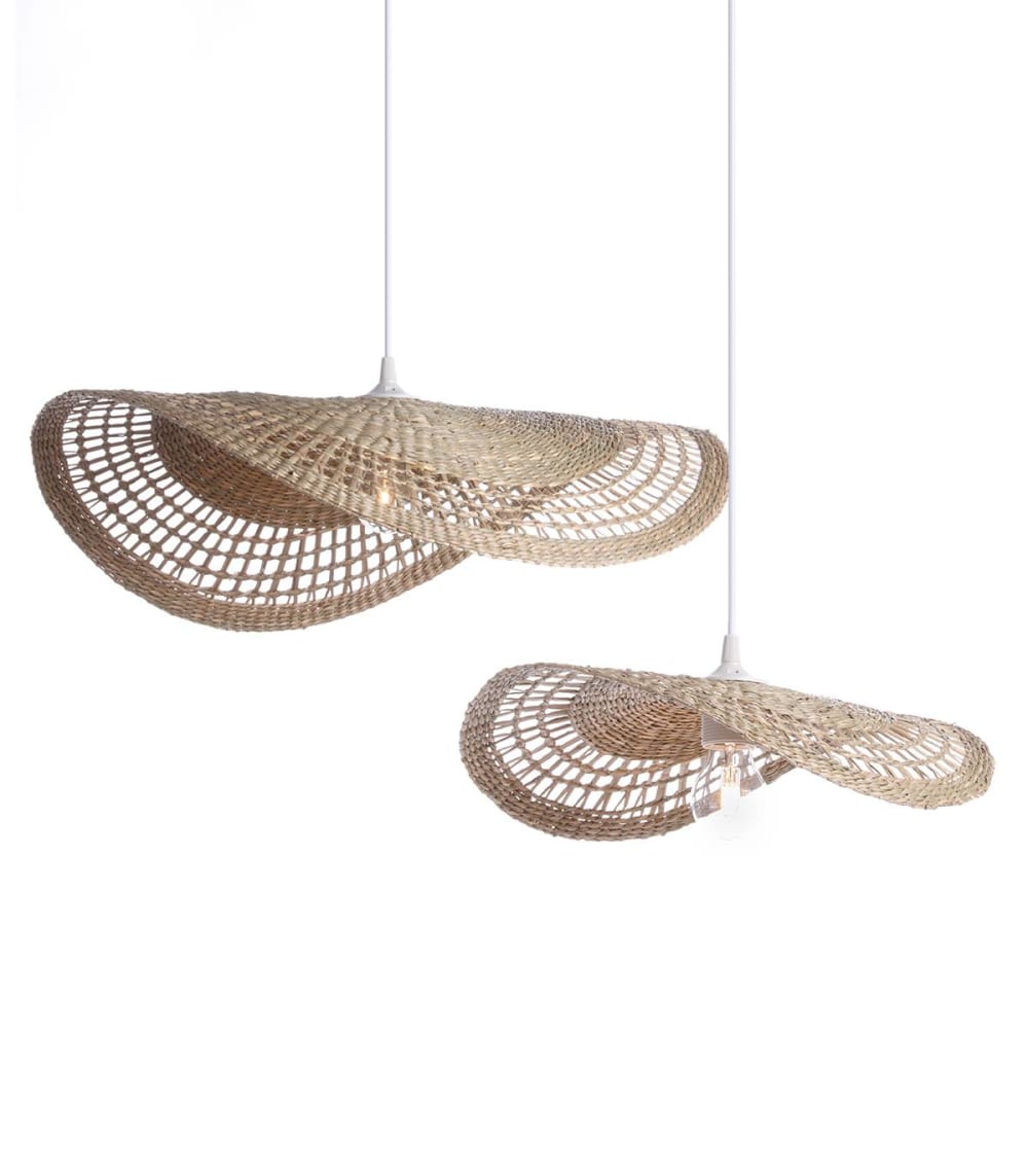 Suspension en jacinthe d'eau naturel, d.38 cm — vue 3