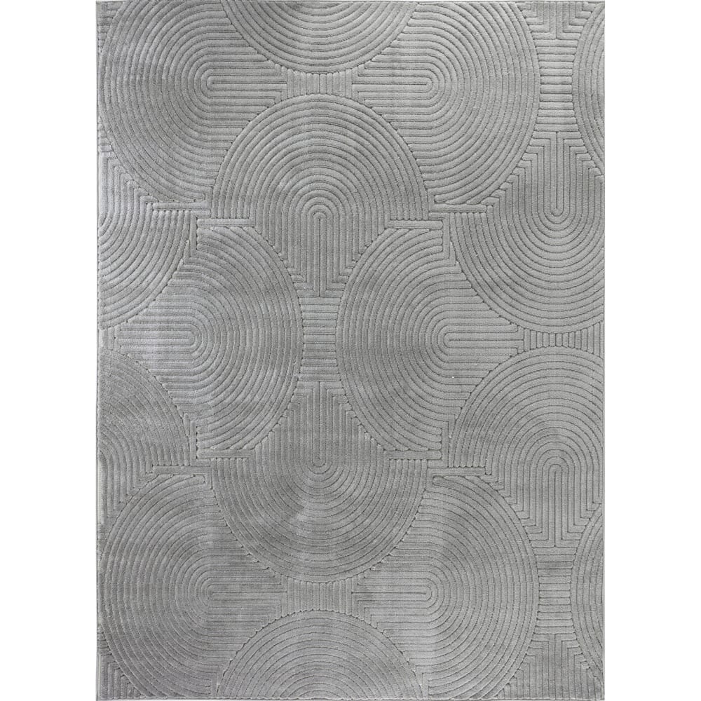 Tapis Intérieur/Extérieur à Motifs 3D en Relief Gris 200x275