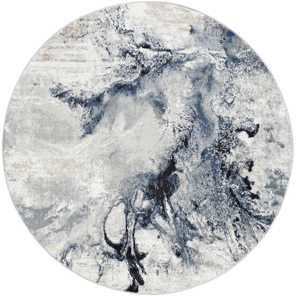 Tapis Rond Abstrait Moderne Bleu/Gris Ø 160